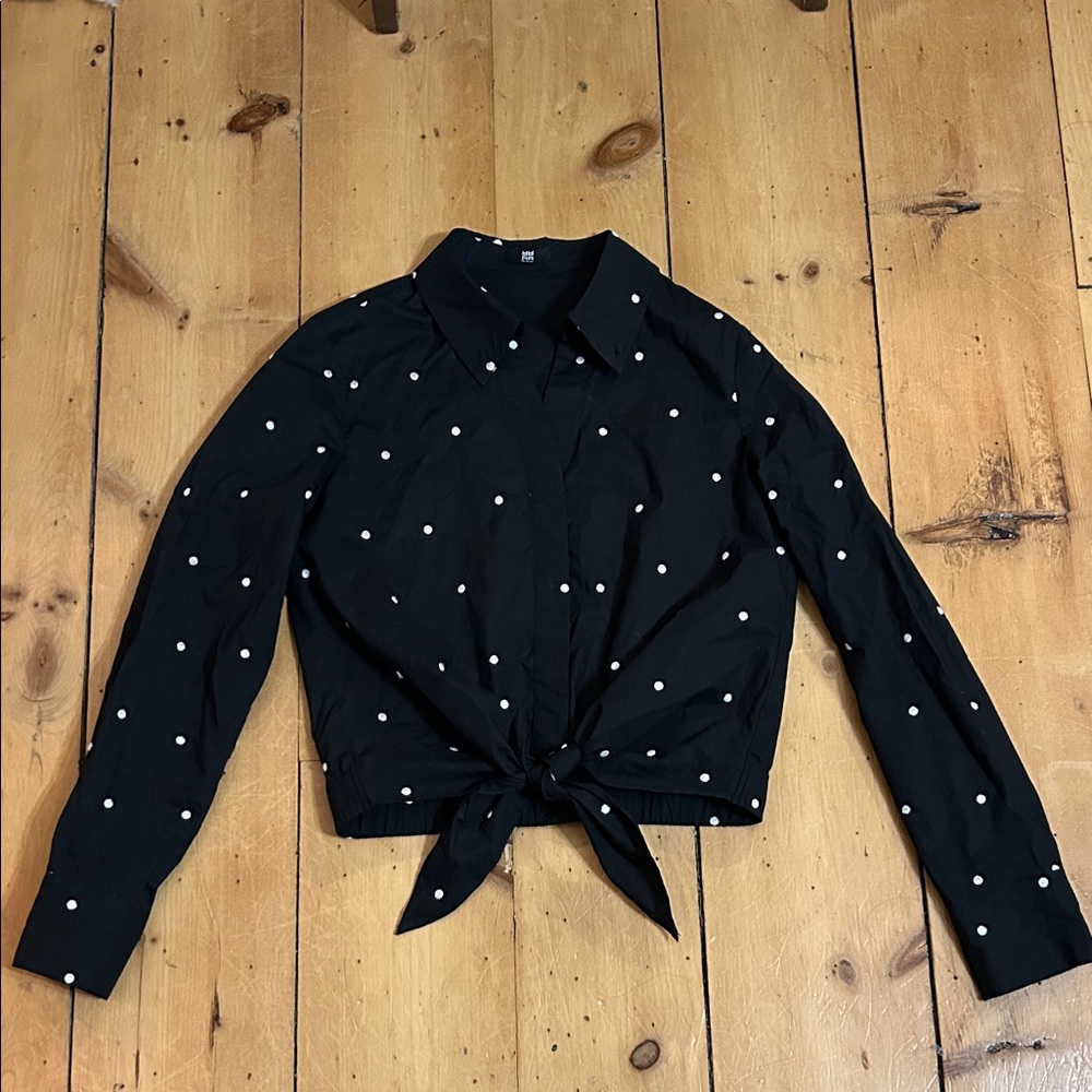 RIANI Black and White Polka Dot Blouse